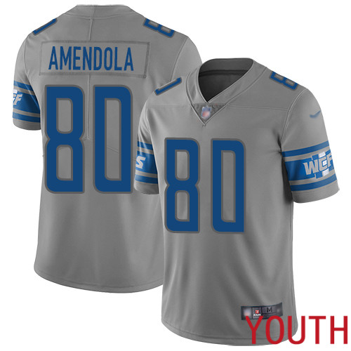 Detroit Lions Limited Steel Youth Danny Amendola Jersey NFL Football #80 Rush Vapor Untouchable->youth nfl jersey->Youth Jersey